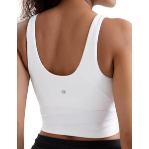 Colorfulkoala Dreamlux Womens Padded Sports Bra High Neck U-Back Yoga Running Workout Athletic Tank Top with Removable Cups (Small, White)