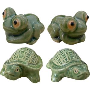 4Pcs Toilet Bolt Caps, Ceramic Toilet Bolt Covers Frog & Turtle Toilet Bolt Covers Decorative, Toilet Floor Bolt Caps for Bathroom Cute Decor