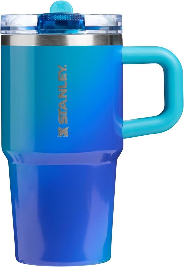 STANLEY Quencher ProTour Flip Straw Tumbler with Leakproof Lid 20 oz | Built-In Straw & Handle | Cupholder Compatible for Travel | Insulated Stainless Steel Cup | BPA-Free | Sea Glass Aura