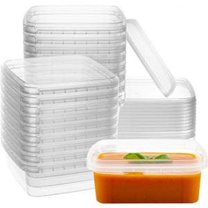 NYHI 40 Pack Square Clear Deli Containers with Lids Disposable BPA Free Square Plastic Food Storage Containers with Lids Airtight for Meal Prep Take Out Kitchen (8 oz)