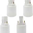 E-Simpo 4pcs Gx23 to E26/E27 Lamp Base Holder Socket Adapter, Refinded Gx23 to E26/e27 Bulb Base Converter CFL PL-S PL-C Bulb Holder Conversion Double Tab.2P in Parallel (4-Pack)