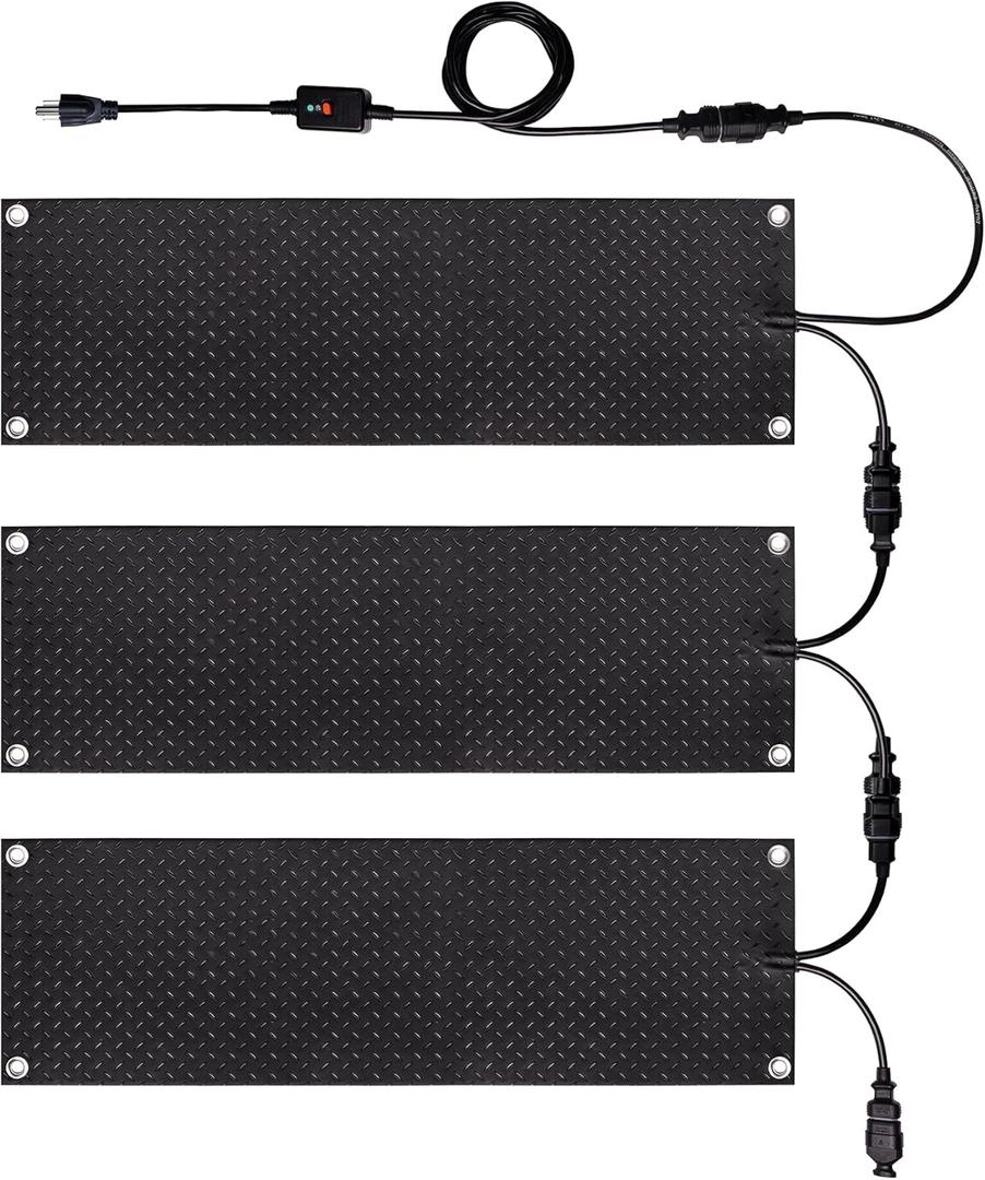 Snow Melting Mats Outdoor 10 x 30,Anti-Slip Electric Snow Heated Walkway Mats,Winter Ice Heated Rubber Mat for Stairs Steps Floor (3PCS)