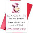 Pack of 3 LYMEQING Funny Mother’s Day Card for Mommy Wife Her Women, Hilarious Mother’s Day Gift Card from Daughter Son Husband (Good Moms Let You Lick the Beaters, Great Moms Turn Them Off First)