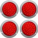 4" Round 24 LED Trailer Tail Light Stop Turn Signal Brake Marker Clearance Running Lights w/Chrome Bezels for Truck Trailer RV Jeep UTE UTV (Pack of 4) (4" Round-4PCS)