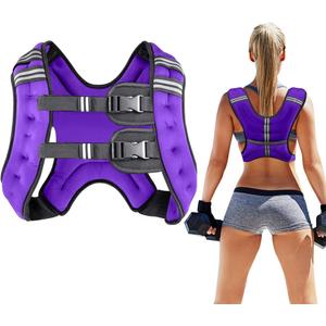 Prodigen Weighted Vest for Women and Men 8 12 16 20 25 30 Lbs with Reflective Stripe and Double Adjustable Buckle Straps Weight Vests for Strength Training, Jogging, Cardio, Weight Loss (Purple)