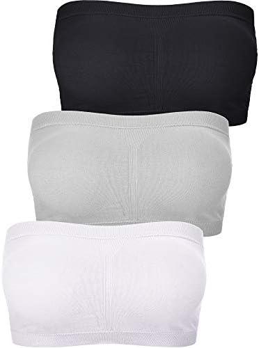 Women Bandeau Bra Padded Strapless Bralette Bra Seamless Bandeau Tube Top, Size Medium