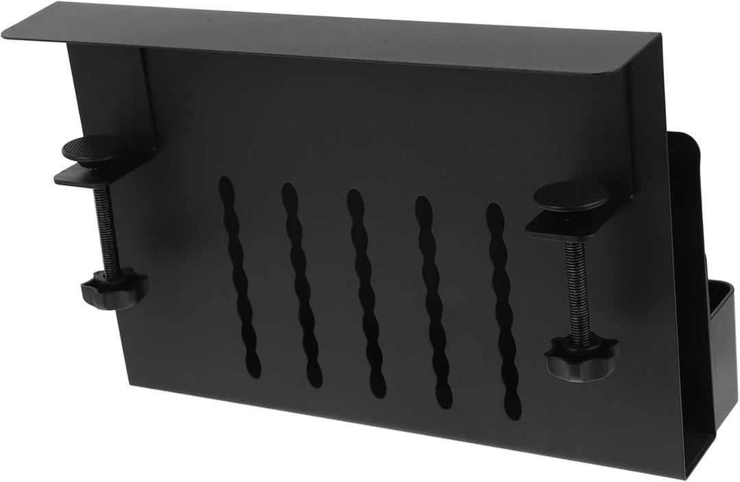 Uonlytech Desk Side Storage Organizer Clamp Mount Laptop Holder under Desk File Storage Basket