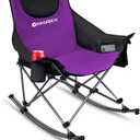 KINGROCK Oversized Rocking Camping Chair with Headrest and Carry Bag, 260LBS Capacity Folding Portable Camp Chairs for Adults, Recliner for Outdoor, Beach, Fishing, Travel, Sports Games,Purple