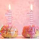 Pink 13th Birthday Candles,Diamond Design 3D Number 13 Birthday Candle,Happy 13th Birthday Cake Topper Decorations for Girls Women Birthday Anniversary Wedding Party Celebration Supplies