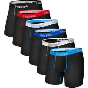 Hanes Mens Underwear Briefs, Cotton Stretch Moisturewicking Multipack Boxer, Black  6 Pack, XXLarge US