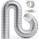 4 Inch 5FT Semi Rigid Dryer Vent, Flexible Aluminum Dryer Vent Hose with Clamps, 3.9 Mil Aluminum Foil Tape for HVAC Ventilation, Duct Fan Systems
