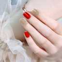 10 x Semi Cured Gel Nail Strips|Works with Any UV/LED Lamps|20 Pcs Gel Nail Stickers|Long-Lasting Two Weeks and Easy to Apply & Remove|Red&Gold Dots