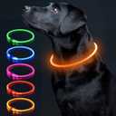 Colaseeme LED Dog Collar, Light Up Dog Collar 1 Count USB Rechargeable TPU Glow Safety Dog Necklace Light, Dog Lights for Small Medium Large Dogs, Please Do Not Use Fast Charging (Orange)