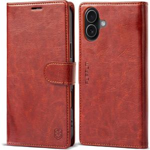Wallet Case for iPhone 17 with Credit Card Holder,PU Leather Folio Flip Kickstand Protective Shockproof Cover for Apple 17 Phone Case (Brown, for iPhone 17-6.3'')