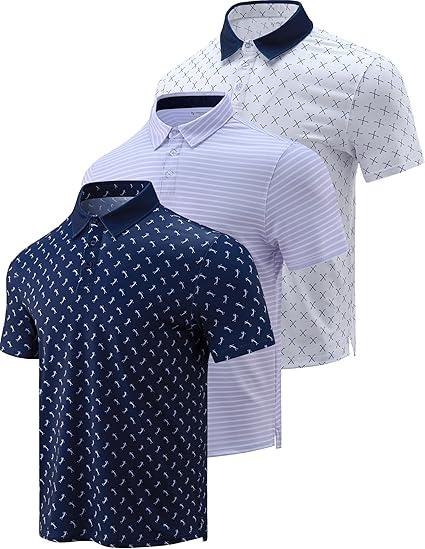 3-Pack Mens Golf Shirt Performance Sport Short Sleeve Moisture Wicking Dry Fit Golf Polo Active Shirts for Men,M