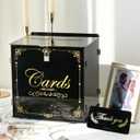OurWarm Acrylic Wedding Card Box with Lock, Black Gift Card Box for Wedding Reception & More