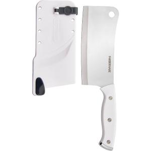 Farberware Edgekeeper Triple Riveted Cleaver Knife with Self-Sharpening Blade Cover, High Carbon-Stainless Steel Kitchen Knife with Ergonomic Handle, Razor-Sharp Knife, 6 Inch, White