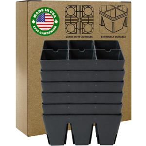 Epic Gardening Reusable Seed Starter Tray - Easy Watering Seed Starting Trays - Gardener Friendly Plant Trays for Seedlings | UV-Treated & BPA-Free -6-Cell Seed Starting Trays - 6 Trays/Black