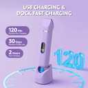 Bikini Trimmer for Women, Tiovara Electric Razor for Private Area, Painless Pubic Hair Trimmer with Charging Dock, IPX7 Waterproof Wet & Dry Lady Shaver for Leg Underarm Arm Body, Gift for Her, Purple