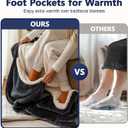 PASAMIC Electric Wearable Heated Blanket with Foot Pocket, Heated Blanket Wearable with Sleeves, Flannel & Sherpa Electric Throw, 10 Heat Settings & 2-8H Auto Shut-Off, 50 * 70"+18", Gray