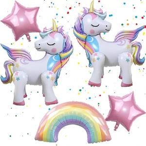 DUILE 5 Pcs Self Standing Unicorn Balloons 3D Rainbow Balloon Star Balloons Unicorn Party Supplies Foil Unicorn Balloons For Unicorn Birthday Party Decorations