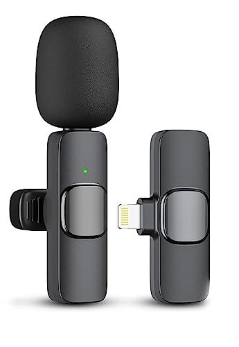 Professional Wireless Lavalier Microphone for iPhone iPad (for iPhone 14 and Below), Cordless Omnidirectional Clip Mic, Plug-Play Microphone for Interview Video Podcast Vlog YouTube