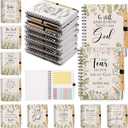 30 Sets Christian Spiral Notebooks Bulk Inspirational Religious Bible Verse Prayer Notepad with Sticky Note Pen Grandparents Day Gifts for Church Study Group Member Vbs Sunday School (White)