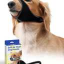 Dog Muzzle, Breathable Mesh Muzzle for Small Medium Sized Dogs, Soft Muzzles to Prevent Biting Barking, Adjustable Comfort Fit, Training and Walking Allows Panting and Drinking (Black, 1XL)