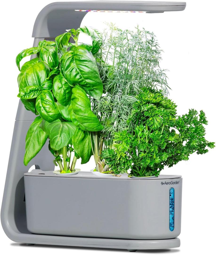AeroGarden Sprout with Gourmet Herb Seed Pod Kit - Indoor Garden with LED Grow Light, Cool Gray