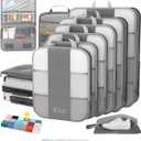 10 Set Compression Packing Cubes for Travel Essentials,Compressible Expandable Packing Cubes for Suitcase,OlarHike Luggage Organizer Bags for Travel,Handy Helper for Organizing Clothes(Gray)