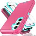 for Galaxy A35 5G Case with Explosion-Proof Film[2 Pack],3 in 1 Shockproof TPU Hard PC Bumper Drop-Proof Shell for Samsung Galaxy A35 5G Pink/Sky Blue