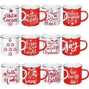 12 Pcs Christmas Coffee Mug Bulk Winter Holiday Enamel Mugs with Quotes 12 oz Seasonal Merry Christmas Hot Cocoa Mugs White Red Cups Funny Novelty Coffee Mugs for Xmas Coffee Tea Women Coworkers Gift (Snowman)