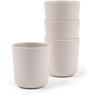EKOBO Medium Cup Set of 4, 12 oz BPA‑Free Eco‑Composite Cups, Lightweight, Durable, Dishwasher safe Bamboo Drinkware for Juice, Tea, Pool, Beach & Outdoor Use (Stone)