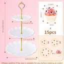 BACUTHY 3 Tier Cupcake Stand Holder, Plastic Cup Cake Stand Towel with Tiered Serving Tray for Cupcakes, Donuts, Fruits and More, White 