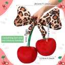 Beeveer Leopard Cheetah Bow Cherry Pillow Coquette Room Decor Preppy Stuff Gifts for Teen Girl Funny Trendy Decorative Pillow Cushions for Bedroom Living Room Sofa Bed Chair Christmas Preppy Gift