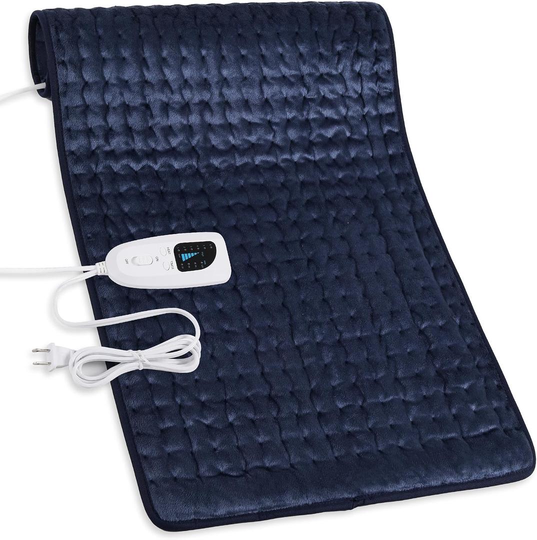 Deepsoon Heating Pad,Electric Heating Pads for Back,Neck,Moist Heating Pad for Abdomen Shoulder Knee Legs,Dry/Moist Heat&Auto Shut Off,Mother's Day Birthday for Men and Women,Navy Blue,33x17 Inch