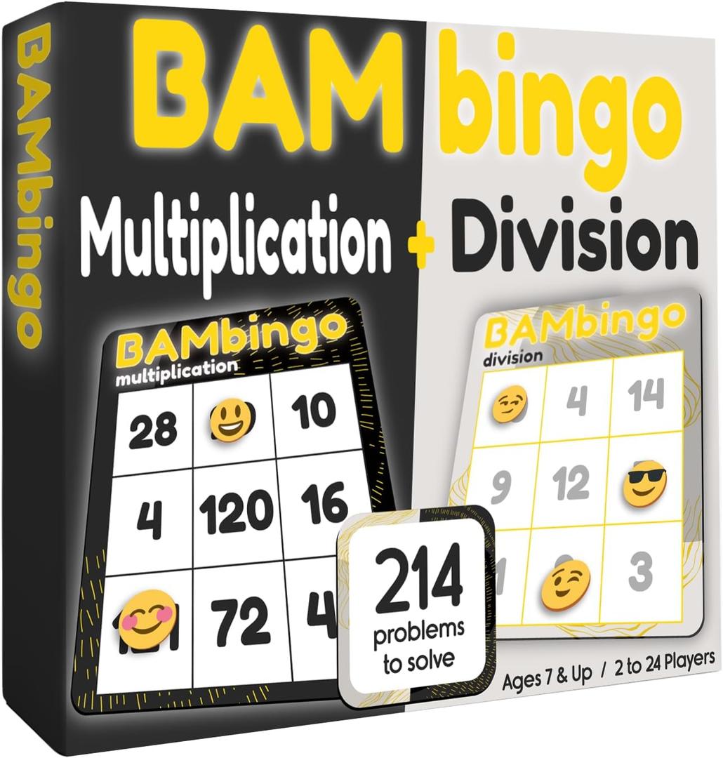 THE BAMBINO TREE Multiplication and Division Facts Bingo Game  3rd 4th & 5th Grade Educational Math Learning for Classroom & Homeschool
