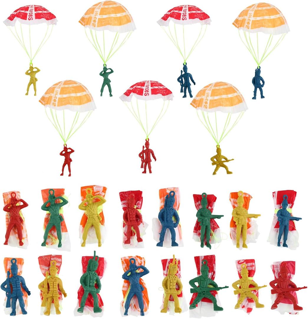 Manmel 40PCS Parachute Toy, Outdoor Flying Toy for Kids 3 4 5 6 7 8 9, Mini Paratroopers Army Parachute Flying Throwing Outside Toys for Toddlers, Boys, Girls, Party Favors, Goodie Bag Stuffers