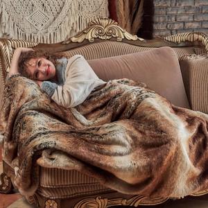 Krifey Plush Faux Fur Throw Blanket,Luxury Thick Fluffy Blankets for Couch, Bed, Sofa,Warm Fuzzy Cozy Decorative Blankets as Birthday Gift(60"x80",Brown)