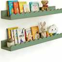 Nursery Book Shelves 20Inches, Scalloped Floating Shelves for Bedroom Kids, Nursery Shelves for Wall 2 Pack, Scalloped Shelf for Toddler Room, Baby Room, Sage, Large, 20 Inches / Set of 2