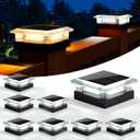 4x4 Post Solar Lights 8 Pack, 4 Lighting Modes Solar Post Cap Lights for 4x4 3.5x3.5 Wood/Vinyl Posts, Ip67 Waterproof 96 LED Fence Deck Post Lights Solar Powered for Patio Porch, Black