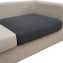 Eismodra Couch Cushion Covers Magic Stretch Sofa Slipcover for 3 Cushion Couch Dogs Pet L Shape 2 Seat Replacement Furniture Protector, Dark Gray Length 25-37 inches(Only 1 Piece)