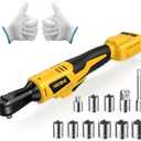 3/8 Inch Cordless Ratchet Wrench for DeWalt 20V Max Battery - 42Ft-Lbs Brushless Motor Electric Ratchet Set with 0-220RPM Variable Speed, 8 Sockets, 3/8" and 1/4" Adapters,3" Extension Bar (Tool Only)