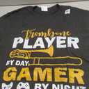 Trombone Player by Day Gamer by Night - Band Trombone T-Shirt Small