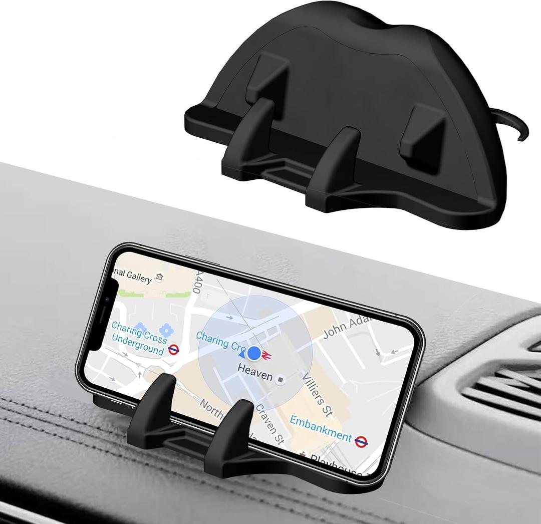 Universal Car Phone Holder Mount- Car Phone Holder with Anti-Slip Pad Mat, Secure Car Phone Mount for All iPhones/Samsung/Android Devices, Fits 99% Dashboard Cell Phone HolderBlack