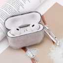 3 x Aitipy Compatible with Airpods Pro 2 Case, Cute White Floral Aesthetic Design with Carabiner, Soft TPU Skin Anti-Scratch Shockproof Protective Cover for Women Girls