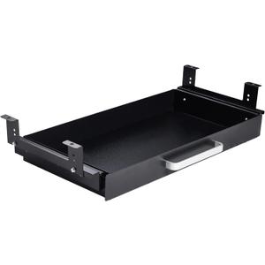 Under Desk Drawer Organizer 21" Black Upgraded with Adjustable Brackets, Sliding Pull-Out Under Table Pencil Drawer, Office Standing Desk Attachment for Workbench (Black_4 Modes)