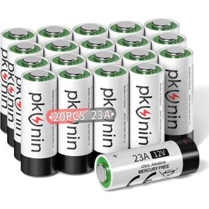 PKUNIN 23A 12 Volt Battery Alkaline 23A 12V Battery Ceiling Fan Remotes Batteries, Garage Door Openers Battery 20 Pack