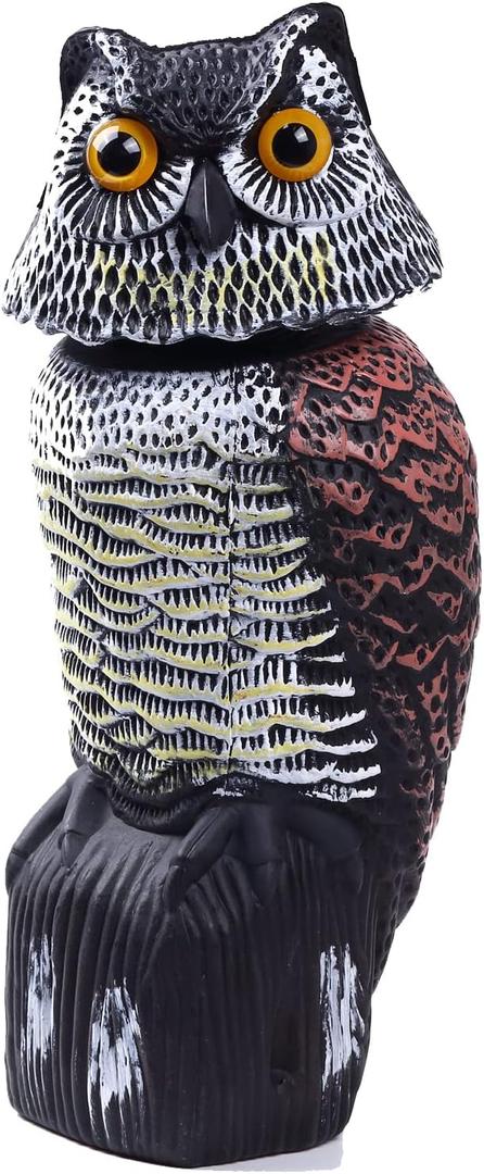 Hedoc Fake Owl Decoys to Scare Birds Away, Rotating Head Sculptures, Nature Enemy Scarecrow Plastic Statues, Pest Repellent, Bird Control and Pigeon Deterrent Outdoor Yard, Garden Protectors
