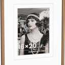 WILTYAPF 16x20 Solid Walnut Wood Picture Frame, HD Glass, Double Mat for 9×12 or 11×14 Photos, Premium Walnut Photo Frame, Vertical or Horizontal Wall Hanging or Leaning Display